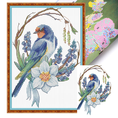 Bird Wreath - 14CT Counted Cross Stitch 21*31CM(Joy Sunday)