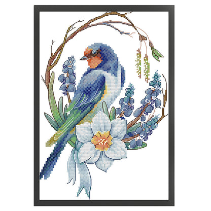 Bird Wreath - 14CT Counted Cross Stitch 21*31CM(Joy Sunday)