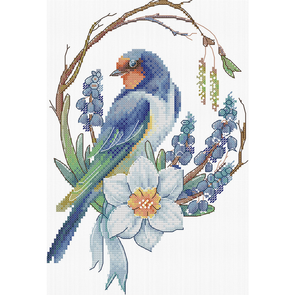 Bird Wreath - 14CT Counted Cross Stitch 21*31CM(Joy Sunday)