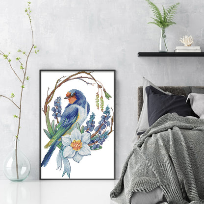 Bird Wreath - 14CT Counted Cross Stitch 21*31CM(Joy Sunday)