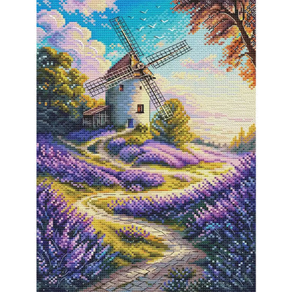 Windmill And Cottage 3 - 14CT Stamped Cross Stitch 30*40CM(Fairy Brand)