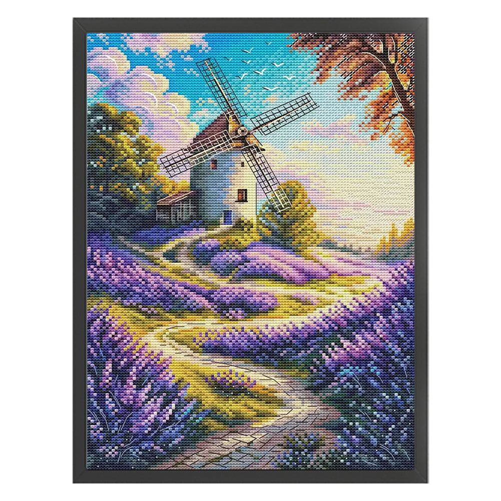 Windmill And Cottage 3 - 14CT Stamped Cross Stitch 30*40CM(Fairy Brand)