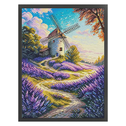Windmill And Cottage 3 - 14CT Stamped Cross Stitch 30*40CM(Fairy Brand)