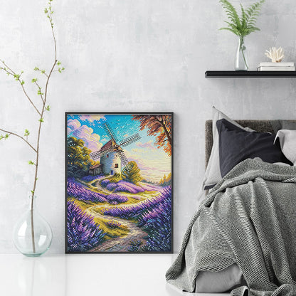 Windmill And Cottage 3 - 14CT Stamped Cross Stitch 30*40CM(Fairy Brand)