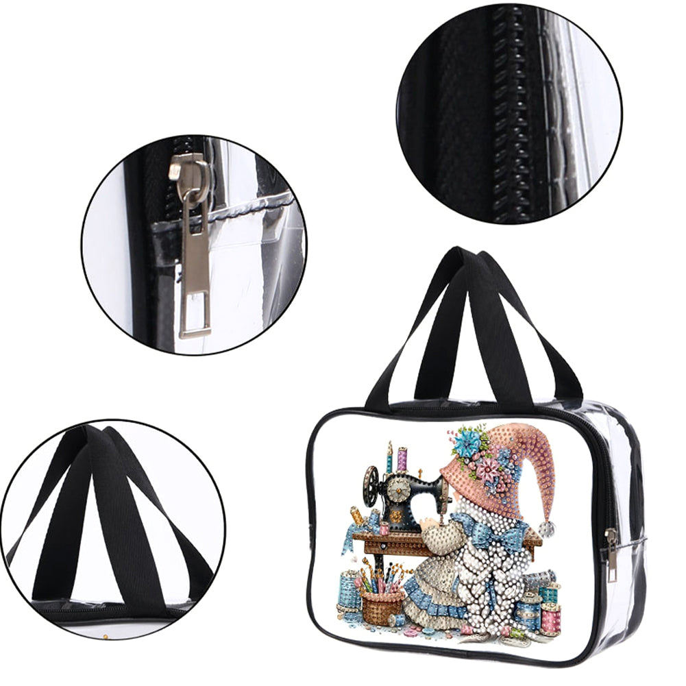 DIY Sewing Machine Diamond Painting Bling Rhinestone Makeup Bag Storage Bag