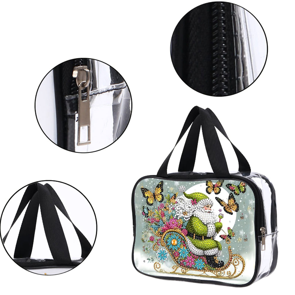 DIY Santa Claus Diamond Painting Bling Rhinestone Makeup Bag Large Storage Bag