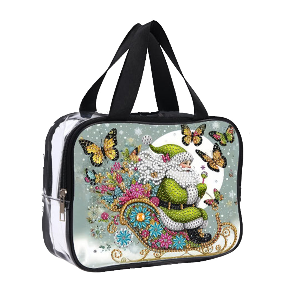 DIY Santa Claus Diamond Painting Bling Rhinestone Makeup Bag Large Storage Bag