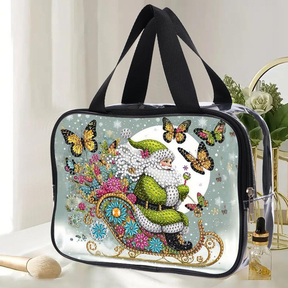 DIY Santa Claus Diamond Painting Bling Rhinestone Makeup Bag Large Storage Bag