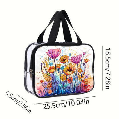 DIY Flower Diamond Painting Bling Rhinestone Makeup Bag Large Storage Bag
