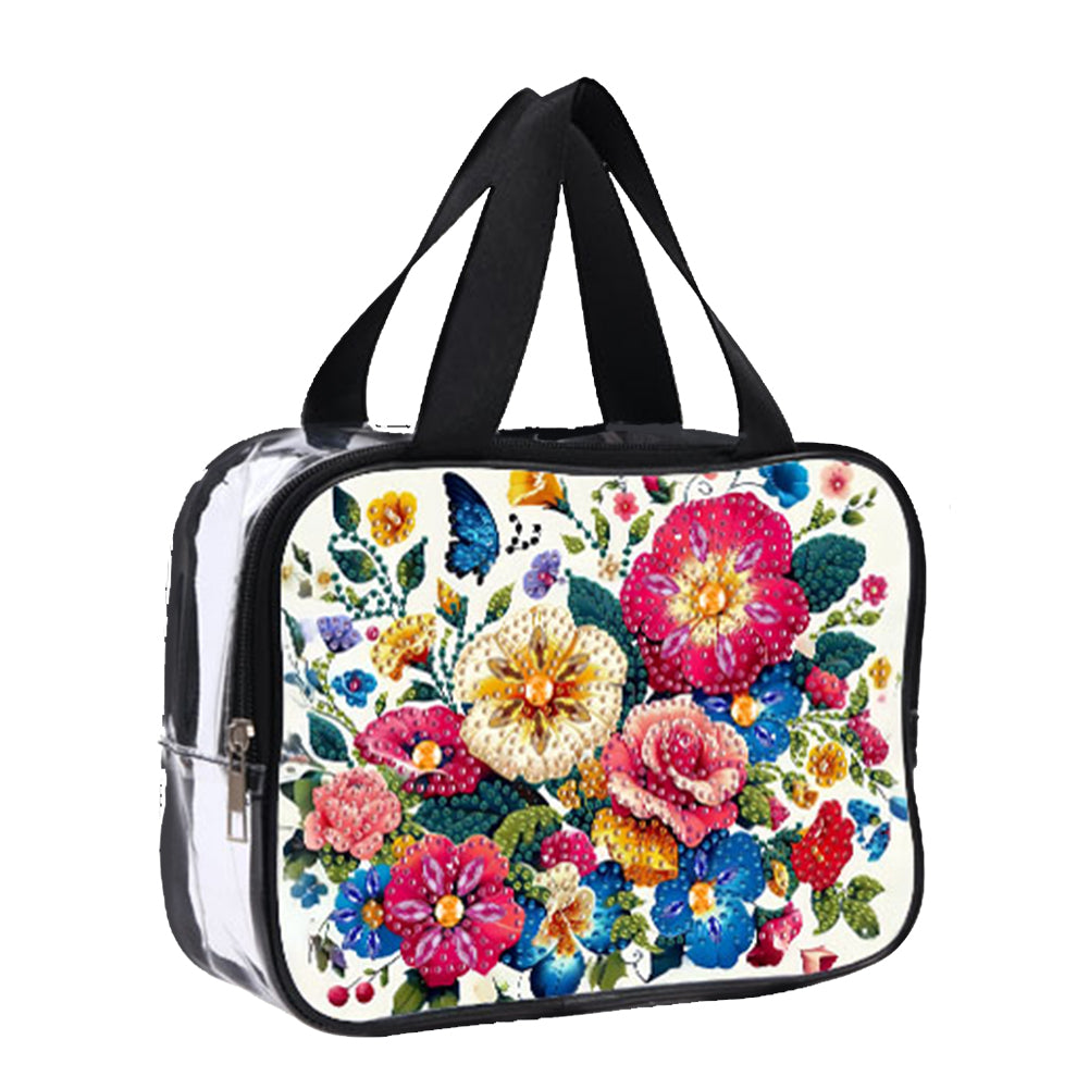 DIY Flower Diamond Painting Bling Rhinestone Makeup Bag Large Storage Bag