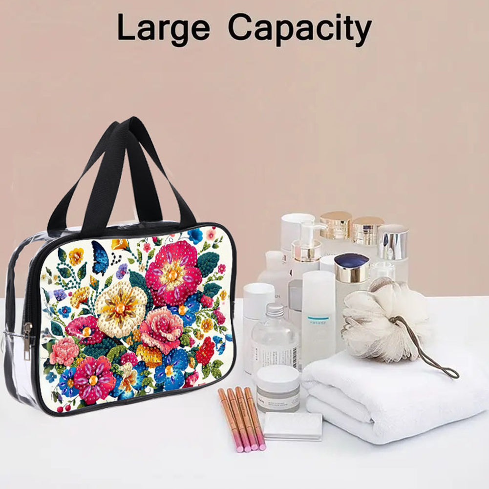 DIY Flower Diamond Painting Bling Rhinestone Makeup Bag Large Storage Bag