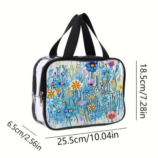 DIY Flower Diamond Painting Bling Rhinestone Makeup Bag Large Storage Bag