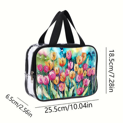 DIY Flower Diamond Painting Bling Rhinestone Makeup Bag Large Storage Bag