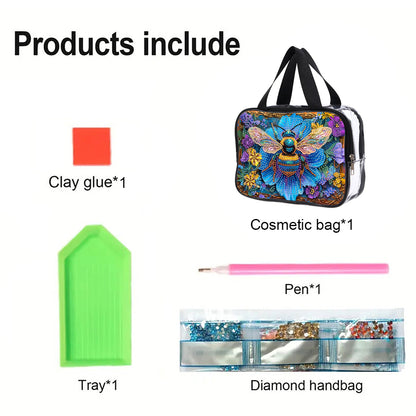 DIY Honey Diamond Painting Bling Rhinestone Makeup Bag Large Storage Bag