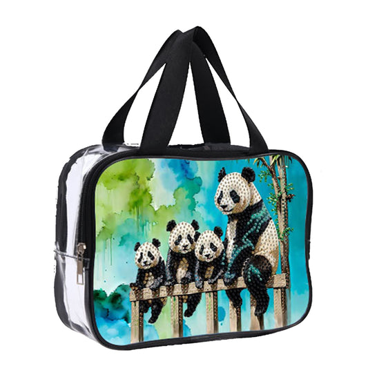 DIY Panda Diamond Painting Bling Rhinestone Makeup Bag Large Storage Bag