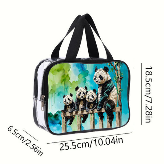 DIY Panda Diamond Painting Bling Rhinestone Makeup Bag Large Storage Bag