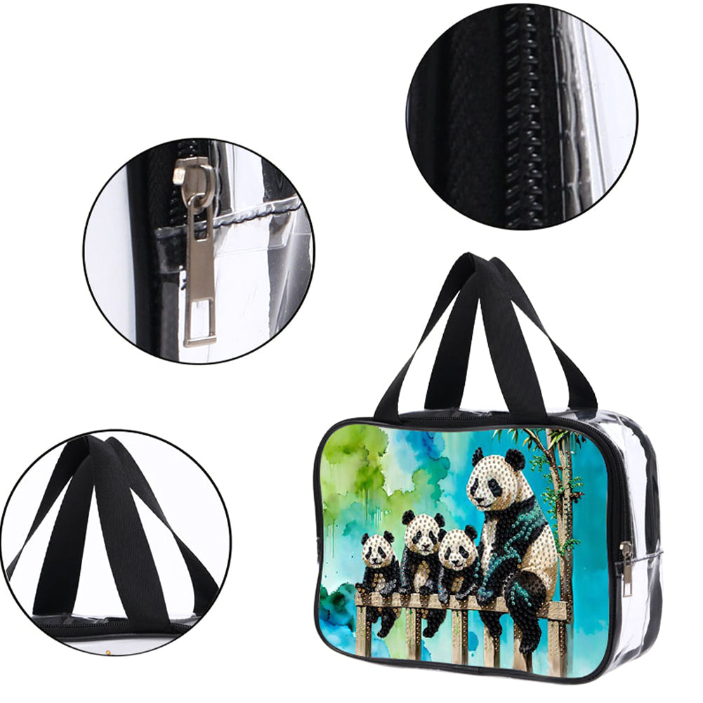 DIY Panda Diamond Painting Bling Rhinestone Makeup Bag Large Storage Bag