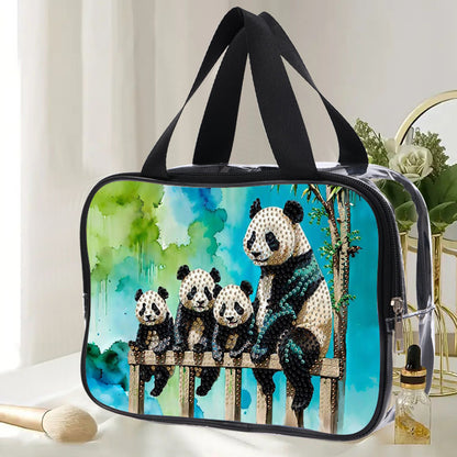 DIY Panda Diamond Painting Bling Rhinestone Makeup Bag Large Storage Bag