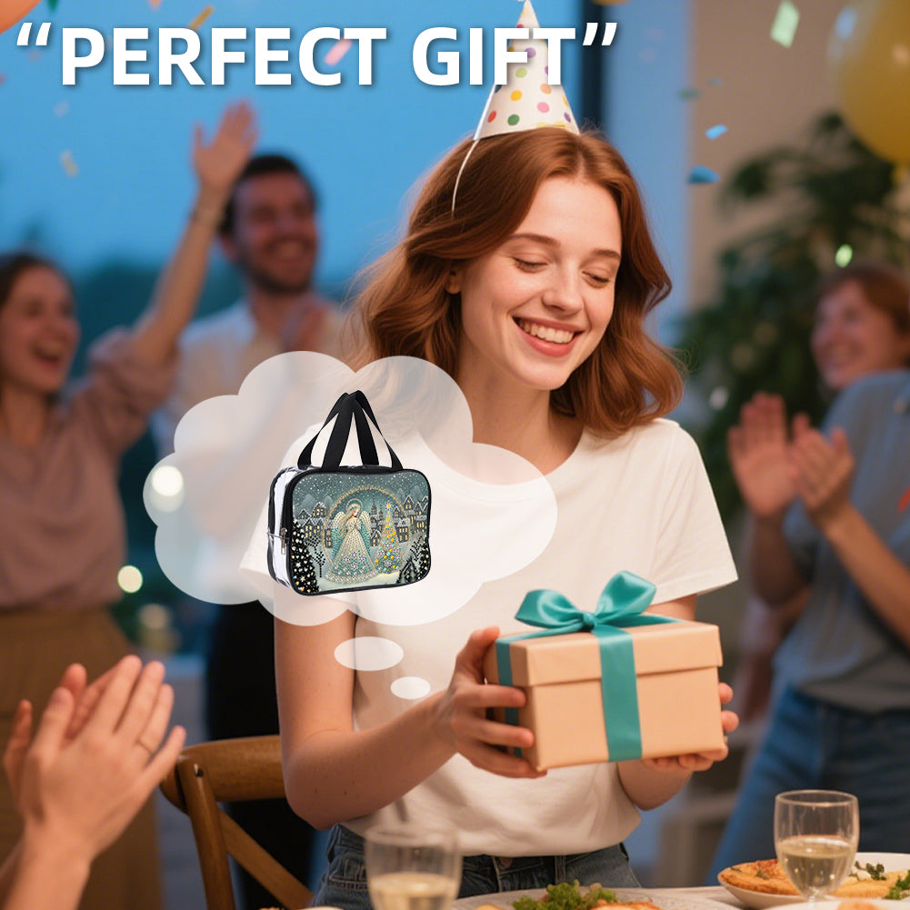 DIY Angel Diamond Painting Bling Rhinestone Makeup Bag Large Storage Bag