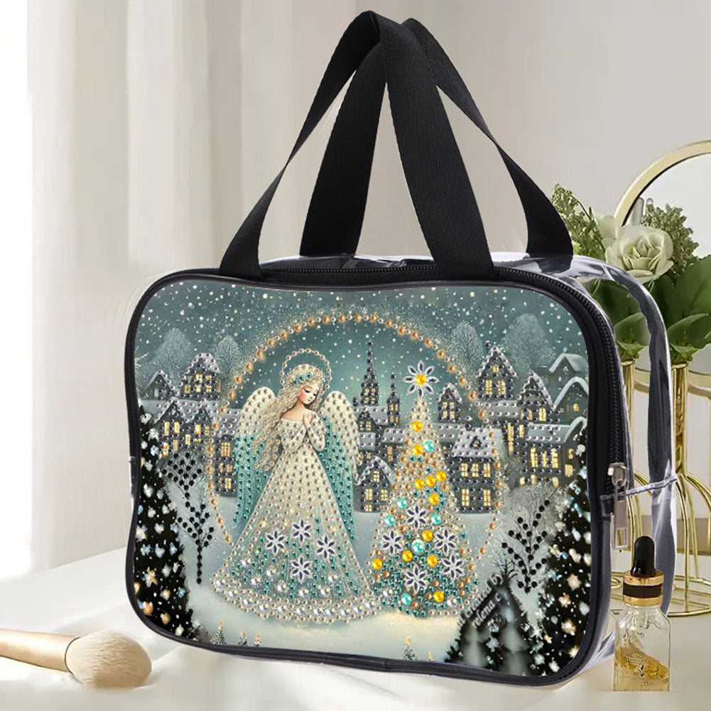 DIY Angel Diamond Painting Bling Rhinestone Makeup Bag Large Storage Bag