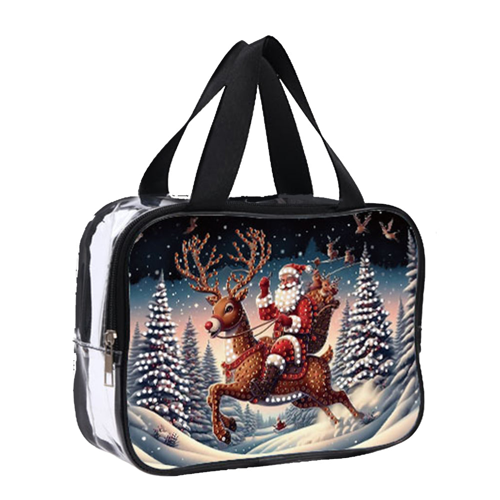 DIY Santa Claus Diamond Painting Bling Rhinestone Makeup Bag Large Storage Bag Christmas