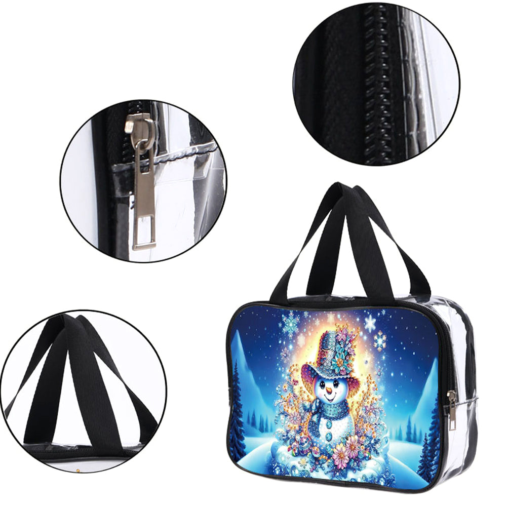 DIY Snowman Diamond Painting Bling Rhinestone Makeup Bag Large Storage Bag