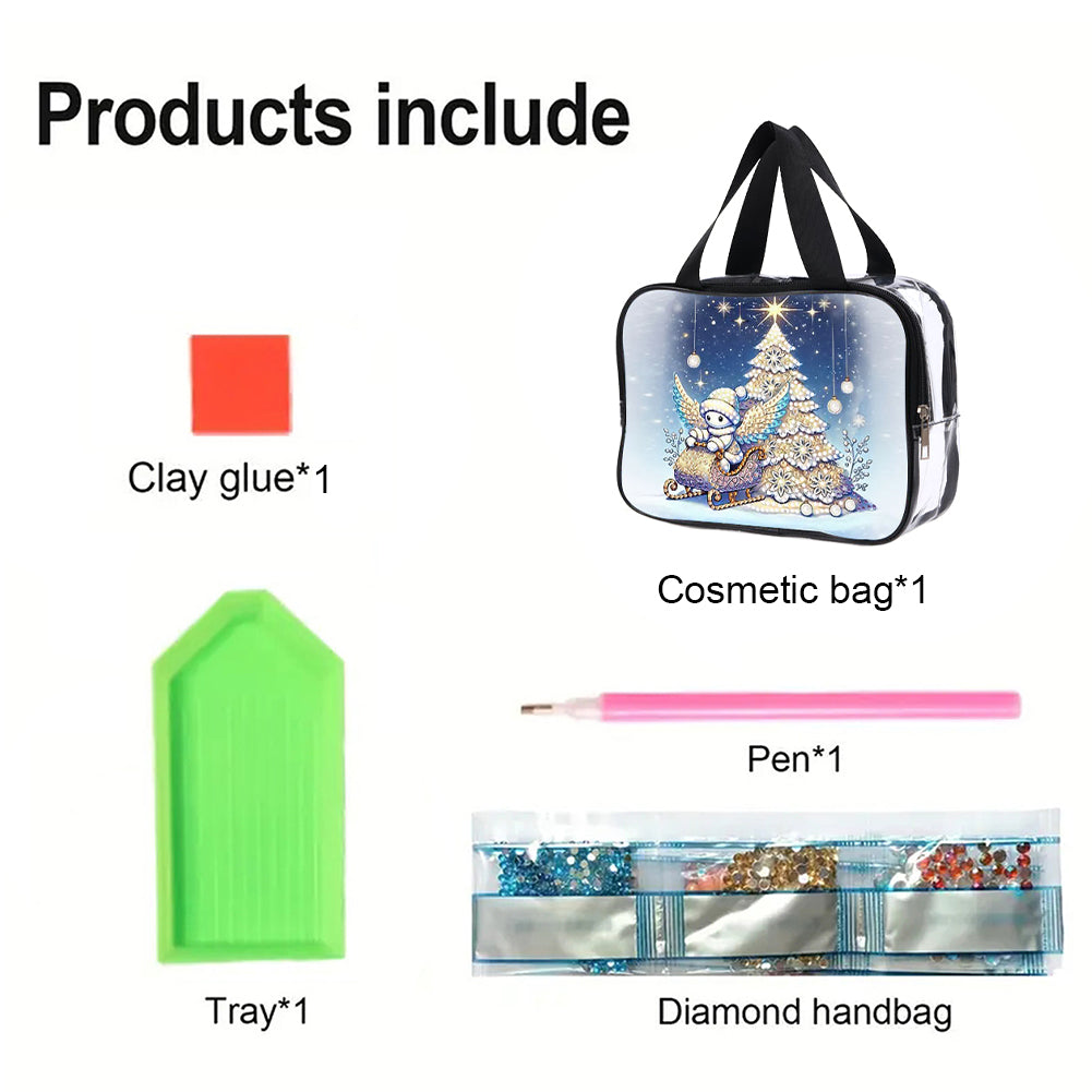 DIY Christmas Tree Diamond Painting Rhinestone Makeup Bag Large Storage Bag