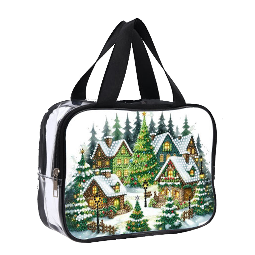 DIY Christmas House Diamond Painting Rhinestone Makeup Bag Large Storage Bag