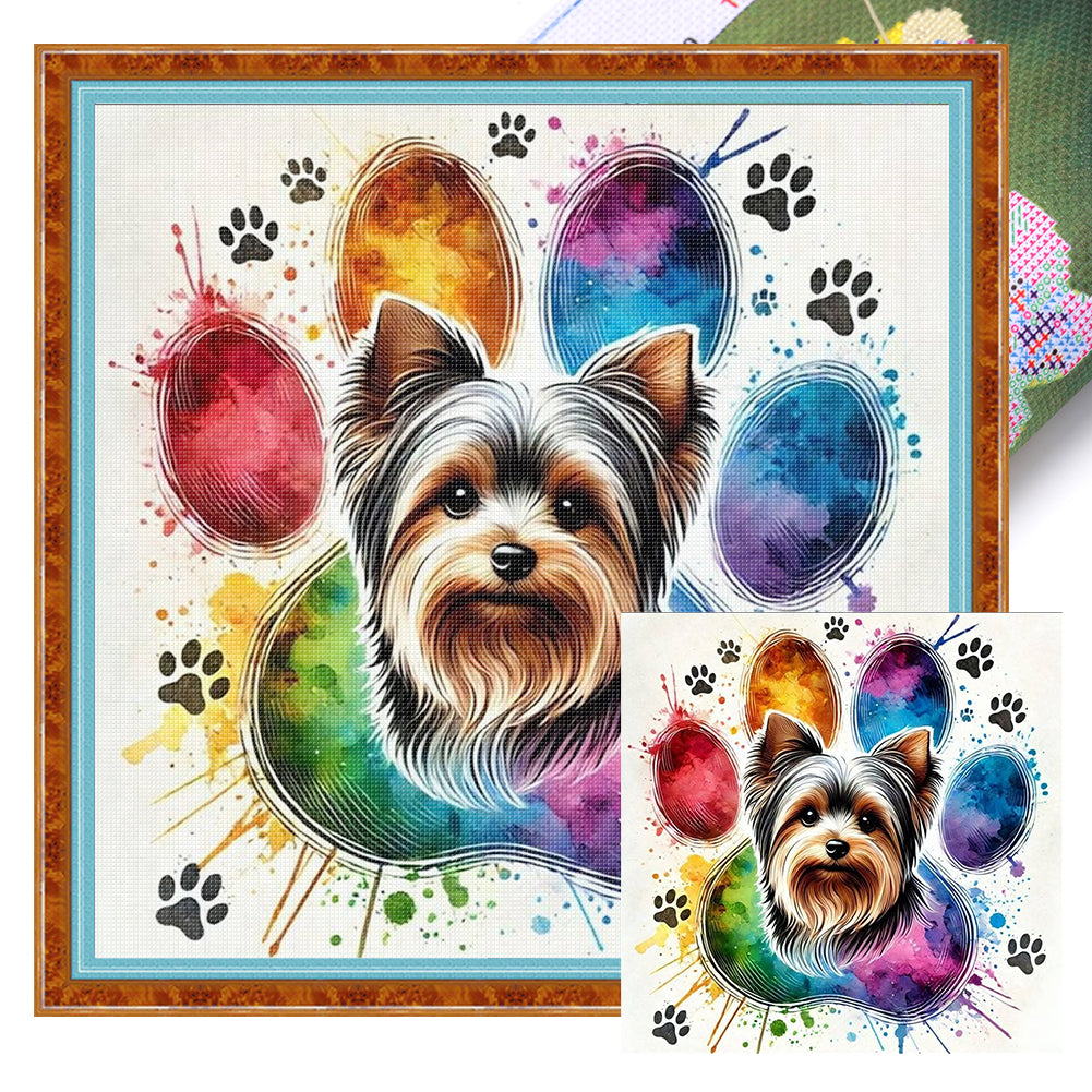 Puppy Silhouette - 18CT Stamped Cross Stitch 25*25CM