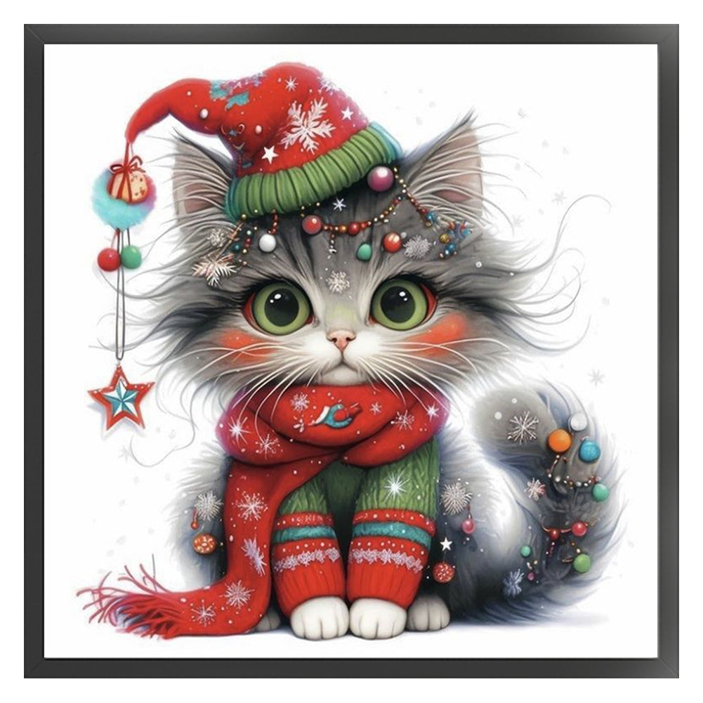 Christmas Kitten - 18CT Stamped Cross Stitch 25*25CM