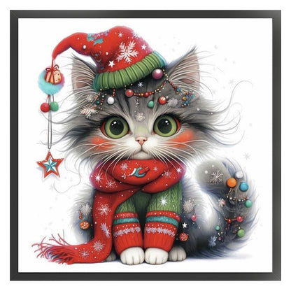 Christmas Kitten - 18CT Stamped Cross Stitch 25*25CM