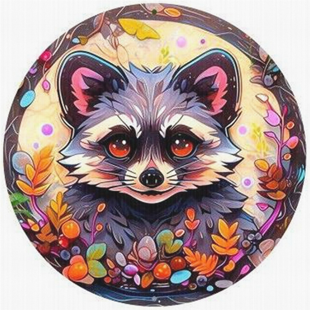 Raccoon 4 - 18CT Stamped Cross Stitch 25*25CM