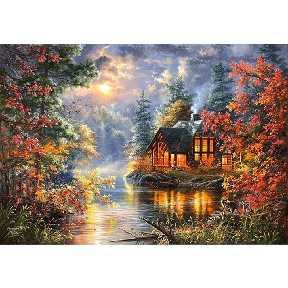 Forest Cottage - 11CT Stamped Cross Stitch 60*45CM