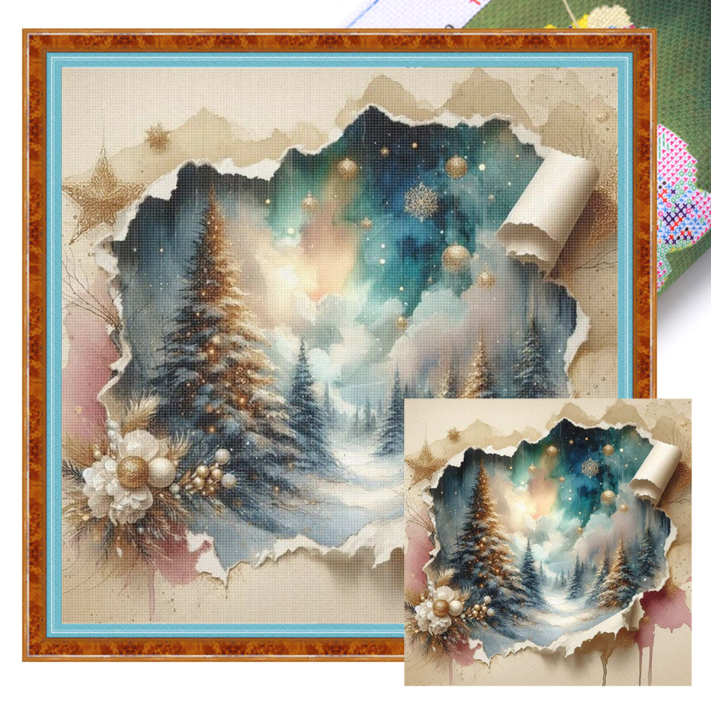 Christmas Scenery - 14CT Stamped Cross Stitch 40*40CM