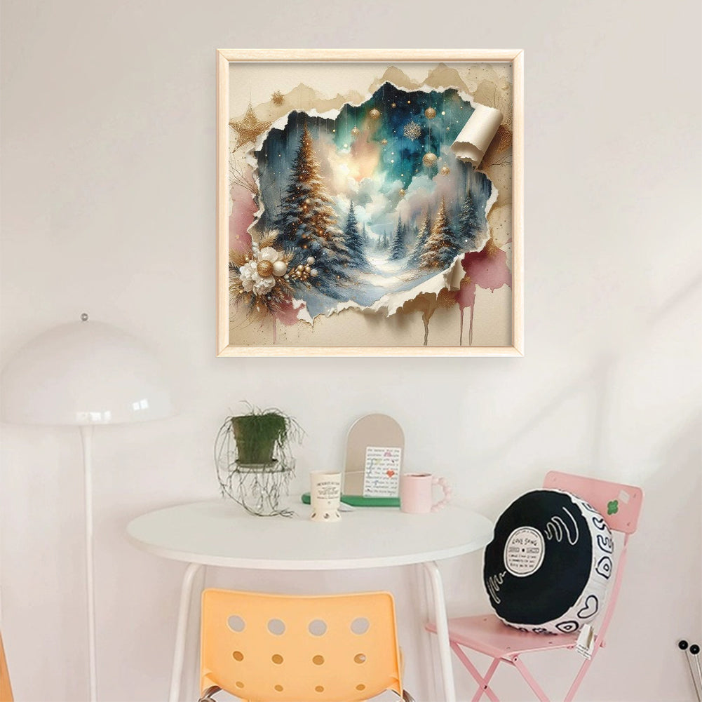 Christmas Scenery - 14CT Stamped Cross Stitch 40*40CM