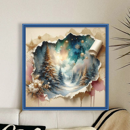 Christmas Scenery - 14CT Stamped Cross Stitch 40*40CM