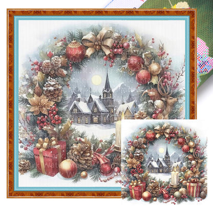 Christmas Scenery - 14CT Stamped Cross Stitch 40*40CM