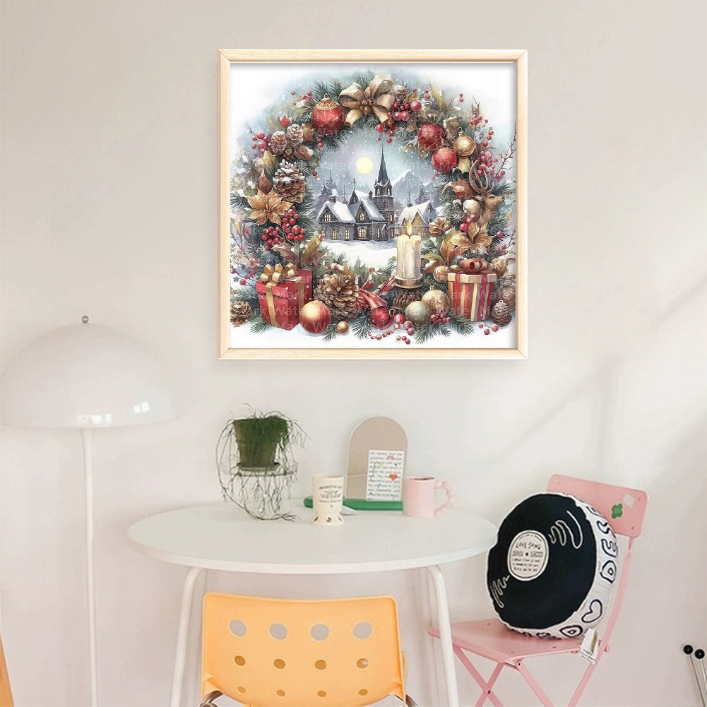 Christmas Scenery - 14CT Stamped Cross Stitch 40*40CM