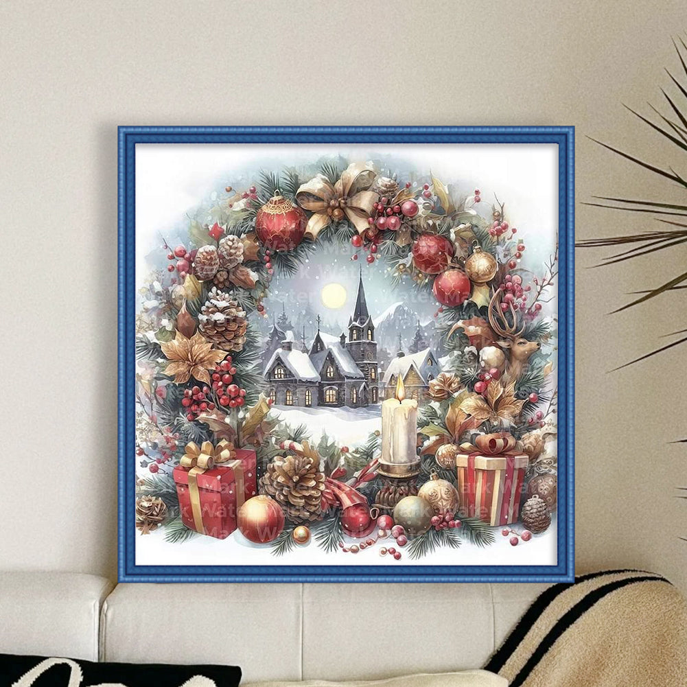 Christmas Scenery - 14CT Stamped Cross Stitch 40*40CM