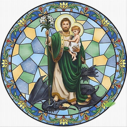 Slay The Dragon - 18CT Stamped Cross Stitch 25*25CM