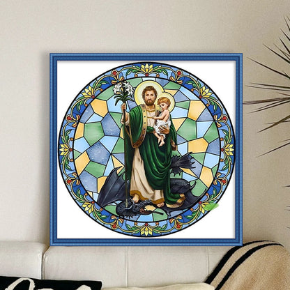 Slay The Dragon - 18CT Stamped Cross Stitch 25*25CM