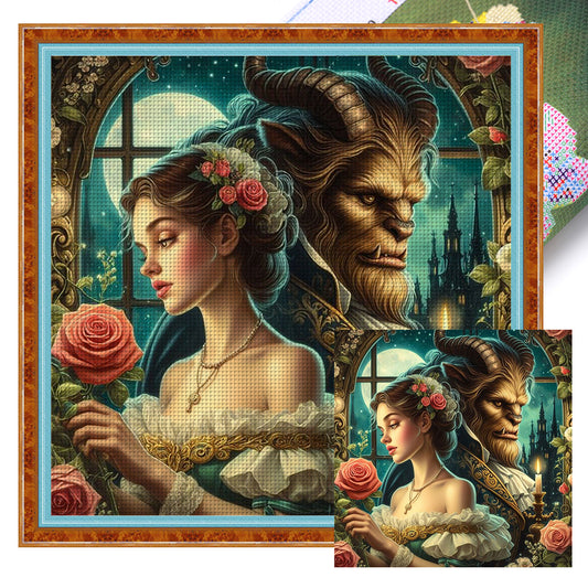 Beauty And The Beast - 18CT Stamped Cross Stitch 50*50CM
