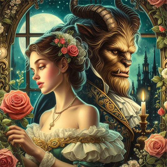 Beauty And The Beast - 18CT Stamped Cross Stitch 50*50CM