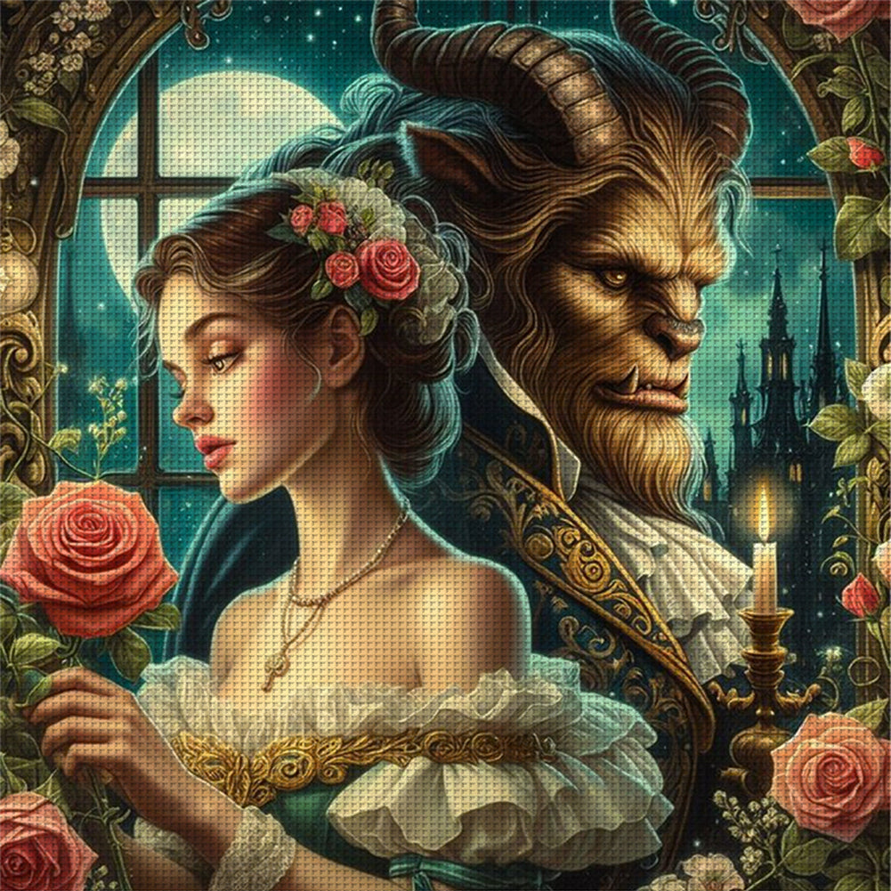 Beauty And The Beast - 18CT Stamped Cross Stitch 50*50CM