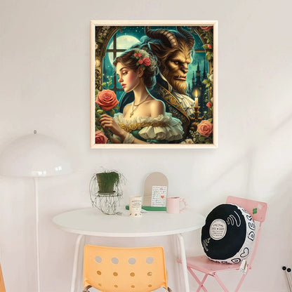 Beauty And The Beast - 18CT Stamped Cross Stitch 50*50CM