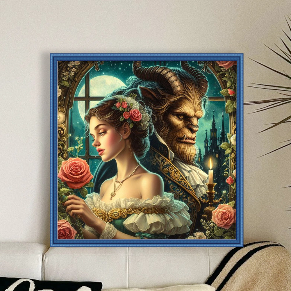 Beauty And The Beast - 18CT Stamped Cross Stitch 50*50CM