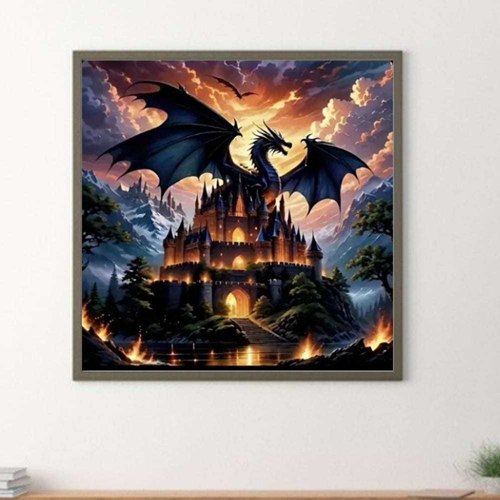 Castle And Dragon - Full Round Drill Diamond Painting 40*40CM