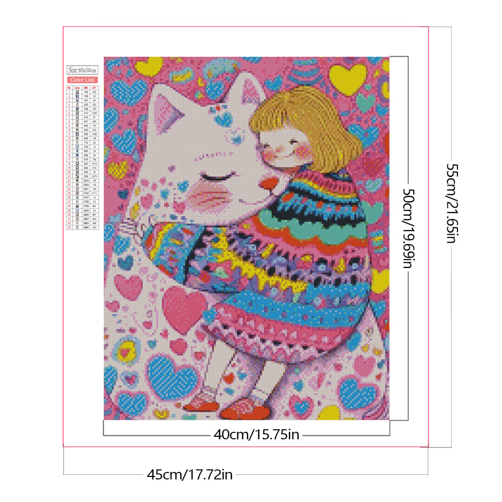Cute Cat Girl - Full Round Drill Diamond Painting 40*50CM(Partial AB)