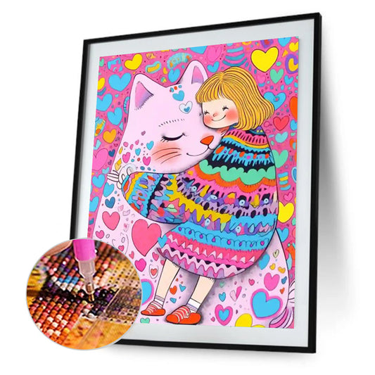 Cute Cat Girl - Full Round Drill Diamond Painting 40*50CM(Partial AB)
