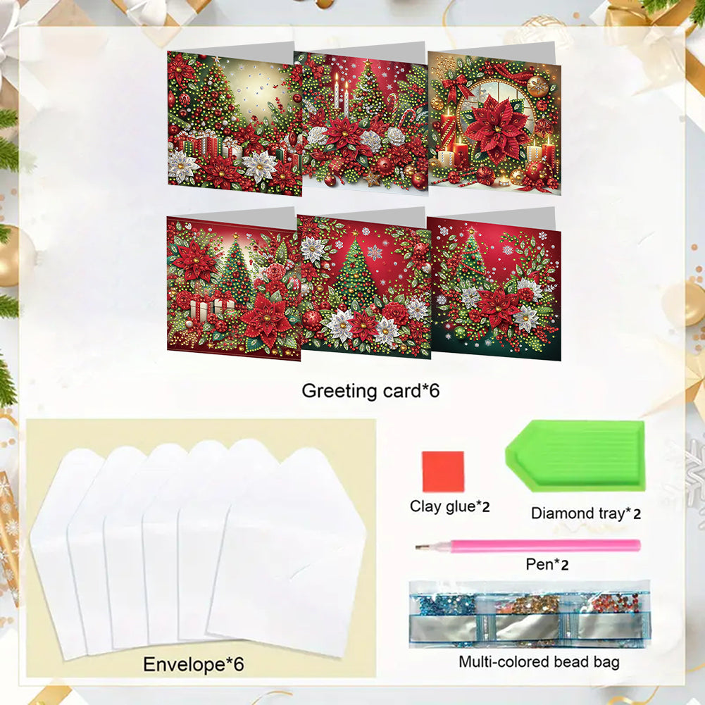 6PCS DIY Diamond Art Greeting Cards Christmas Congratulations Cards & Gifts